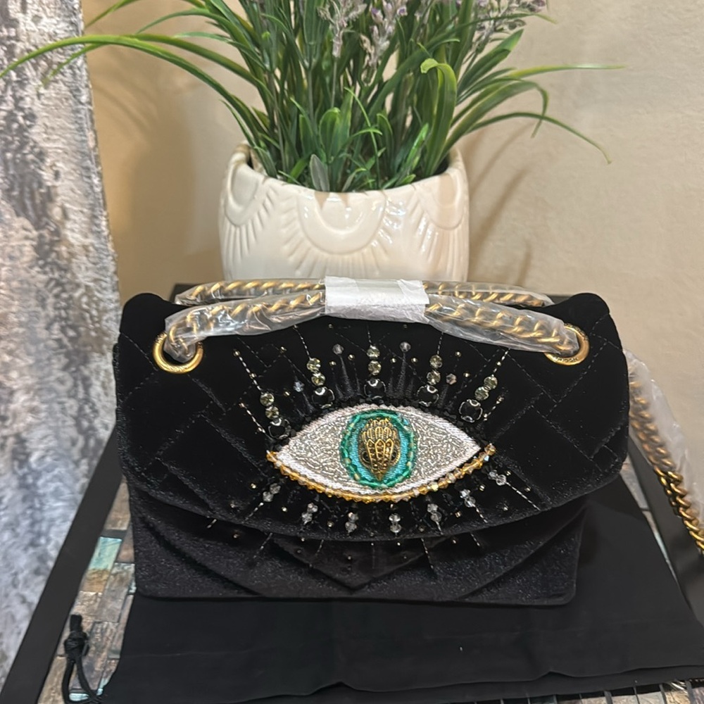 - Kurt Geiger London Mini Kensington Eye Quilted Velvet Crossbody Bag - Picture 12 of 13